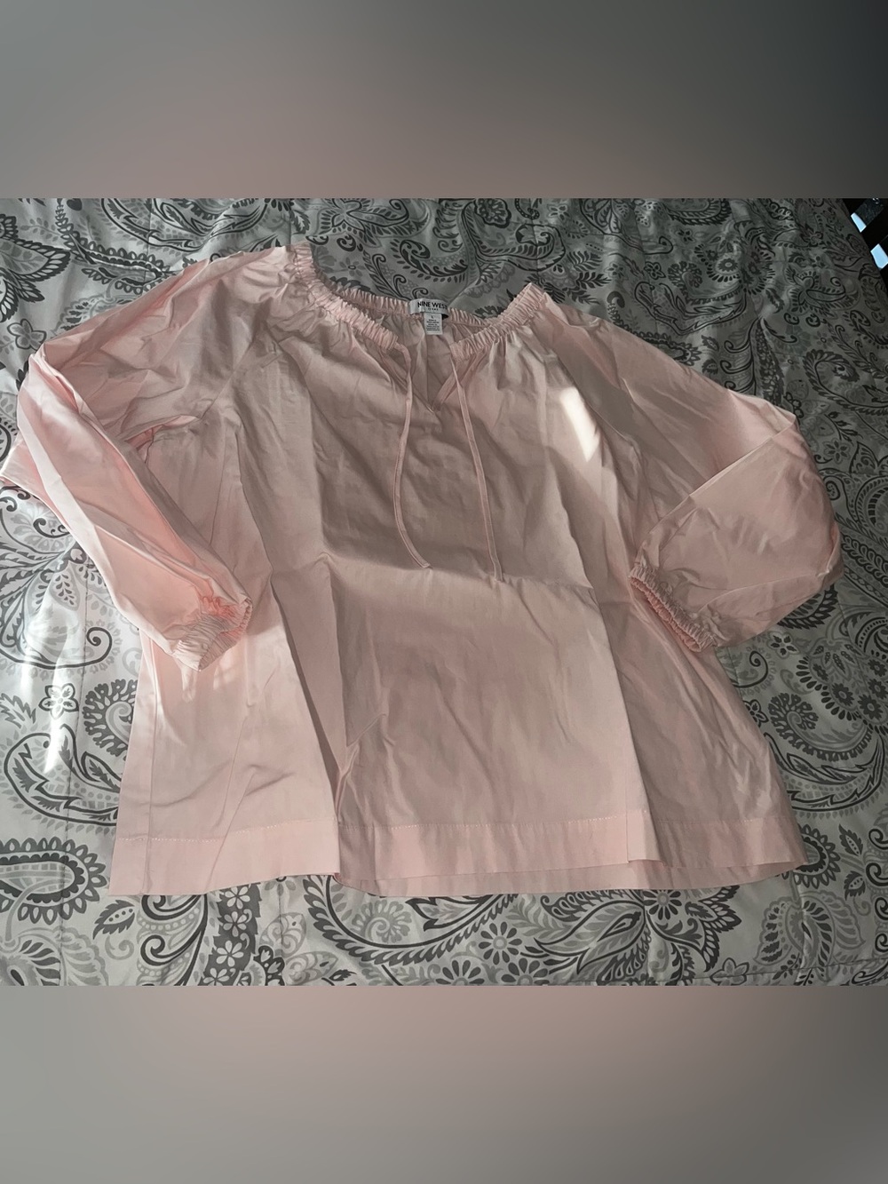 Nine West Light Pink Drawstring Waist Blouse